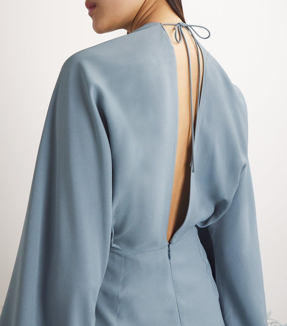 White Feather-Trim Magnifique Mini Dress