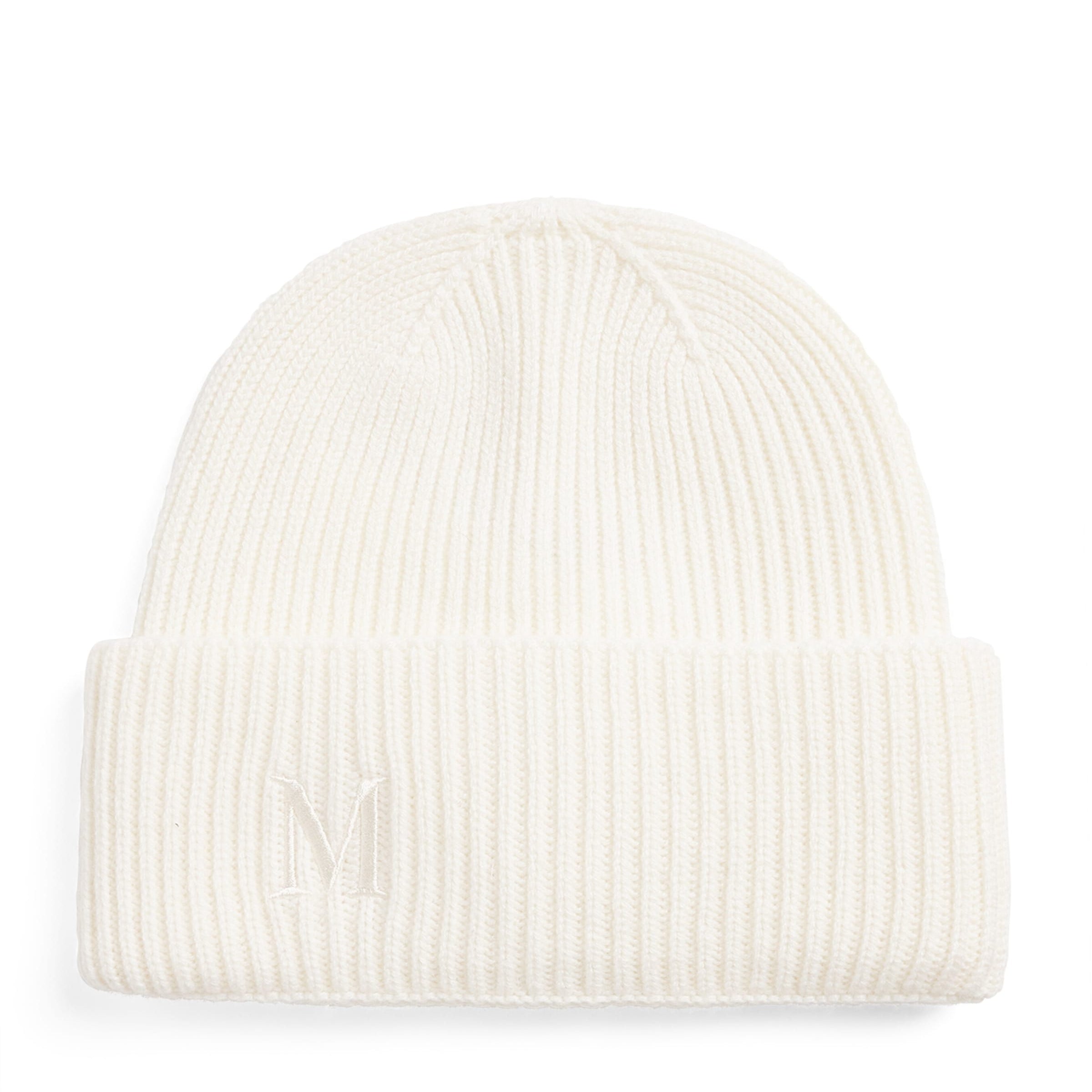 Max Mara White Cashmere Embroidered Beanie