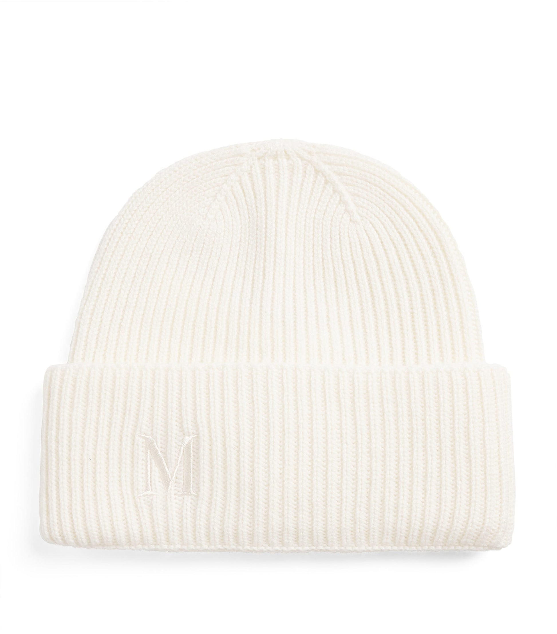 Max Mara White Cashmere Embroidered Beanie