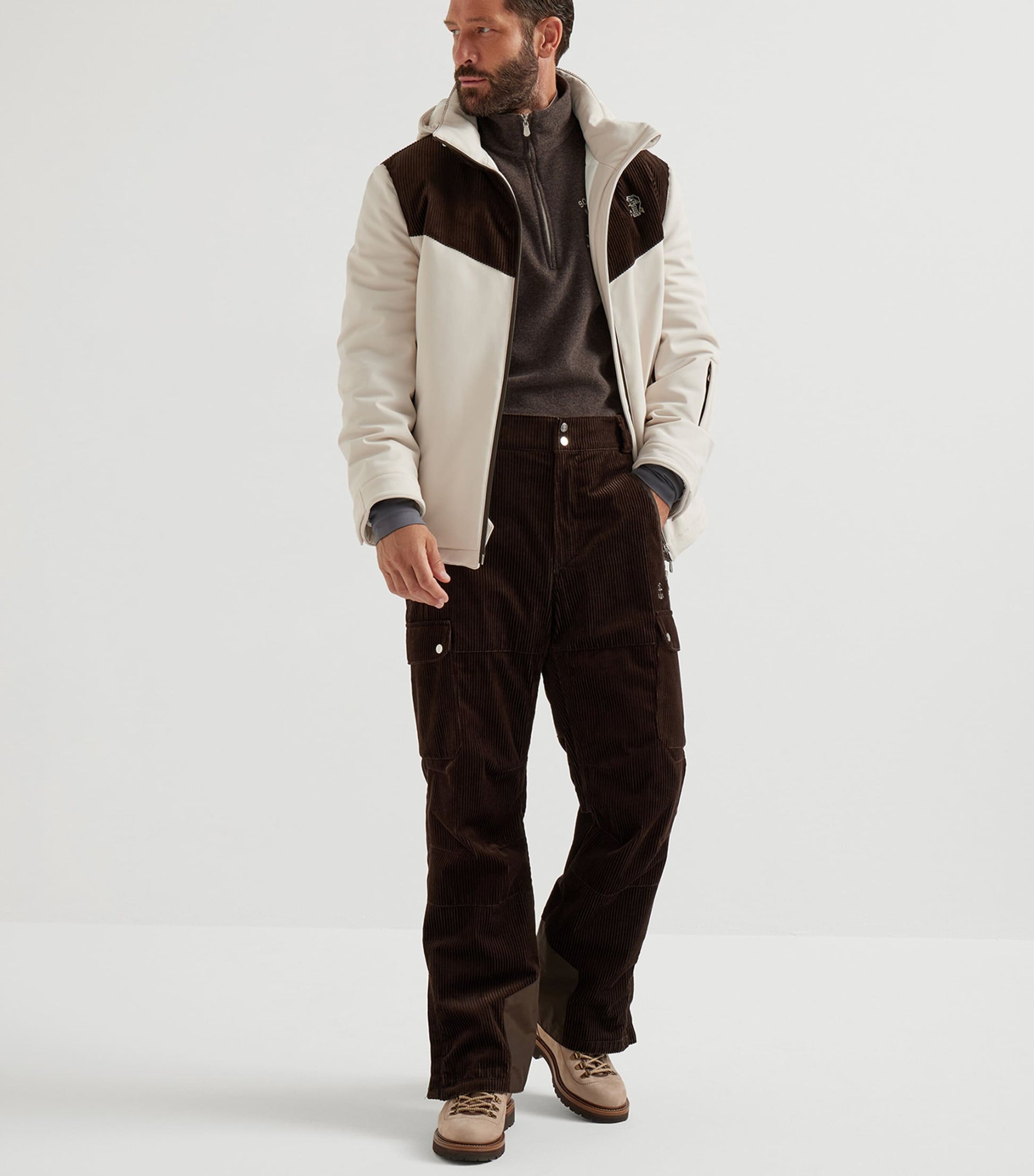 Brunello Cucinelli Brown Corduroy-Detail Mountain Jacket