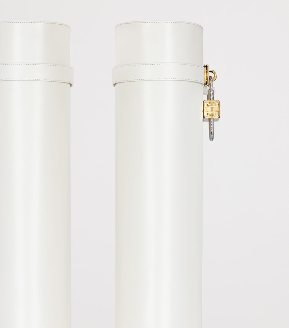 Givenchy White Leather Shark Lock Knee-High Boots 90