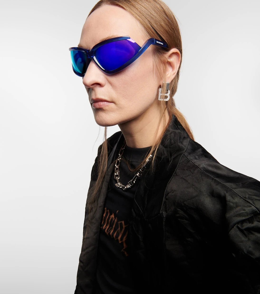Balenciaga - نظارة شمسية بيضاوية Side Xpander