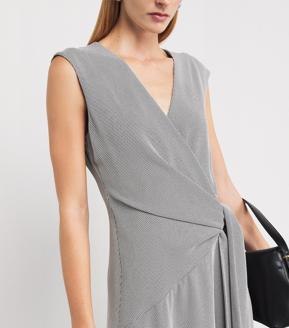 Lafayette 148 Black Houndstooth Handkerchief Midi Dress