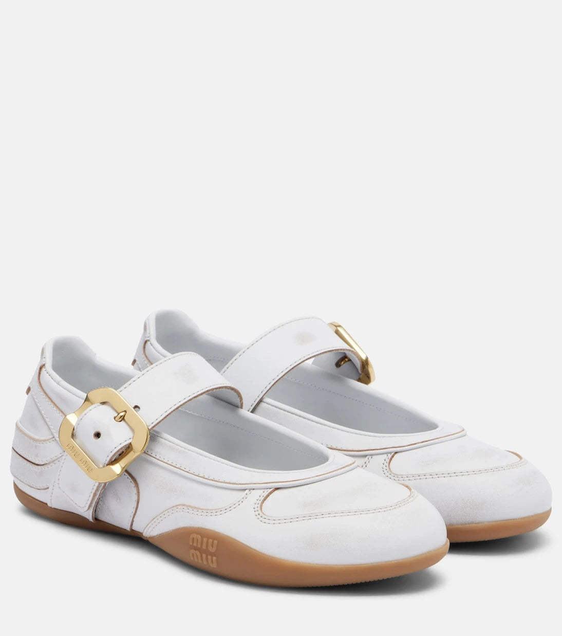 Miu Miu - Gymnasium leather ballet flats