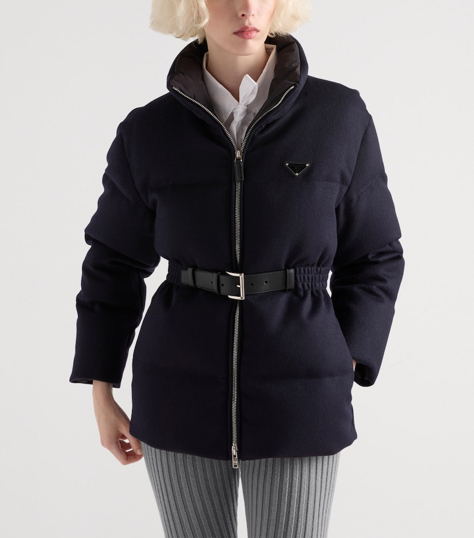 Blue Down Loden Puffer Jacket