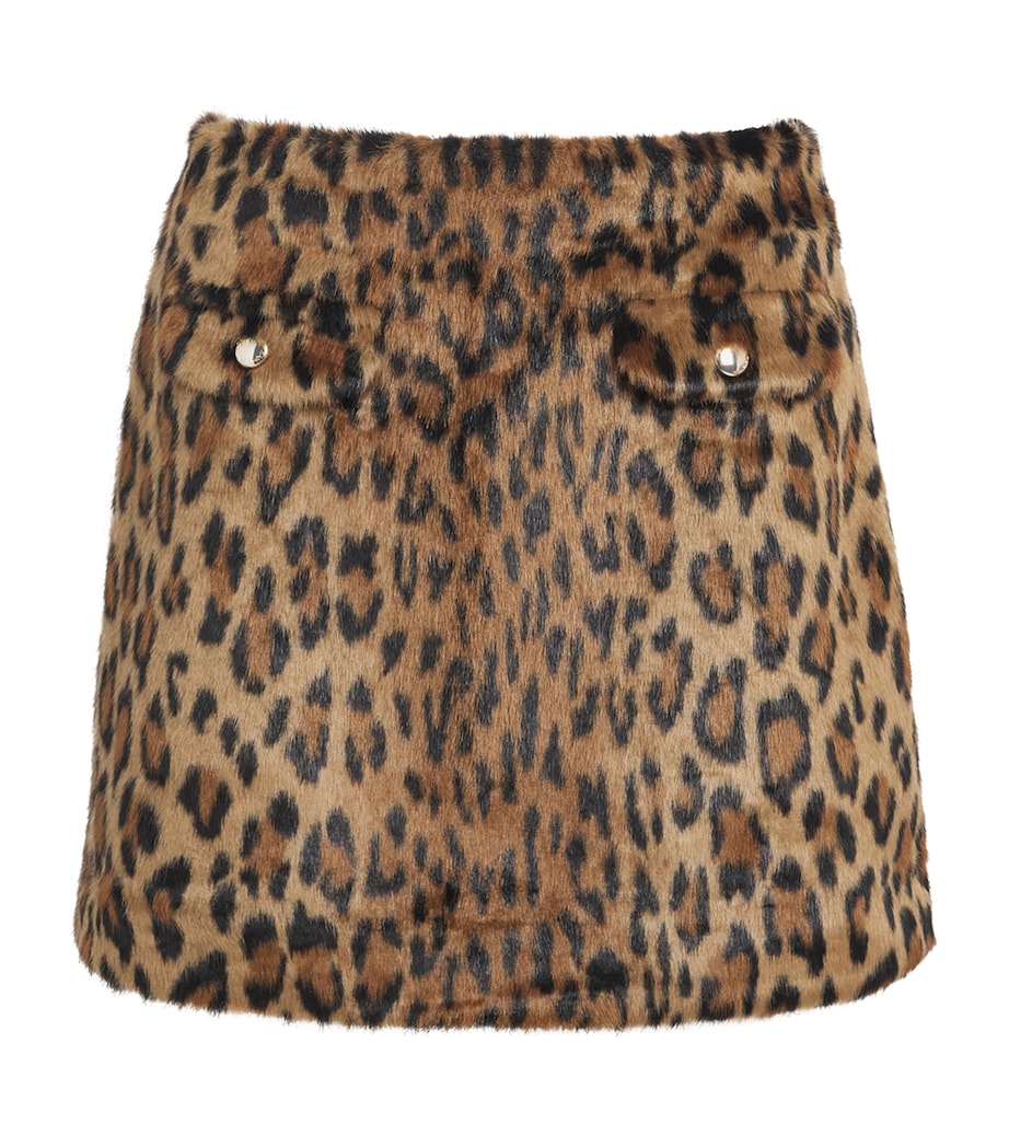 Maje Multi Leopard Print Mini Skirt
