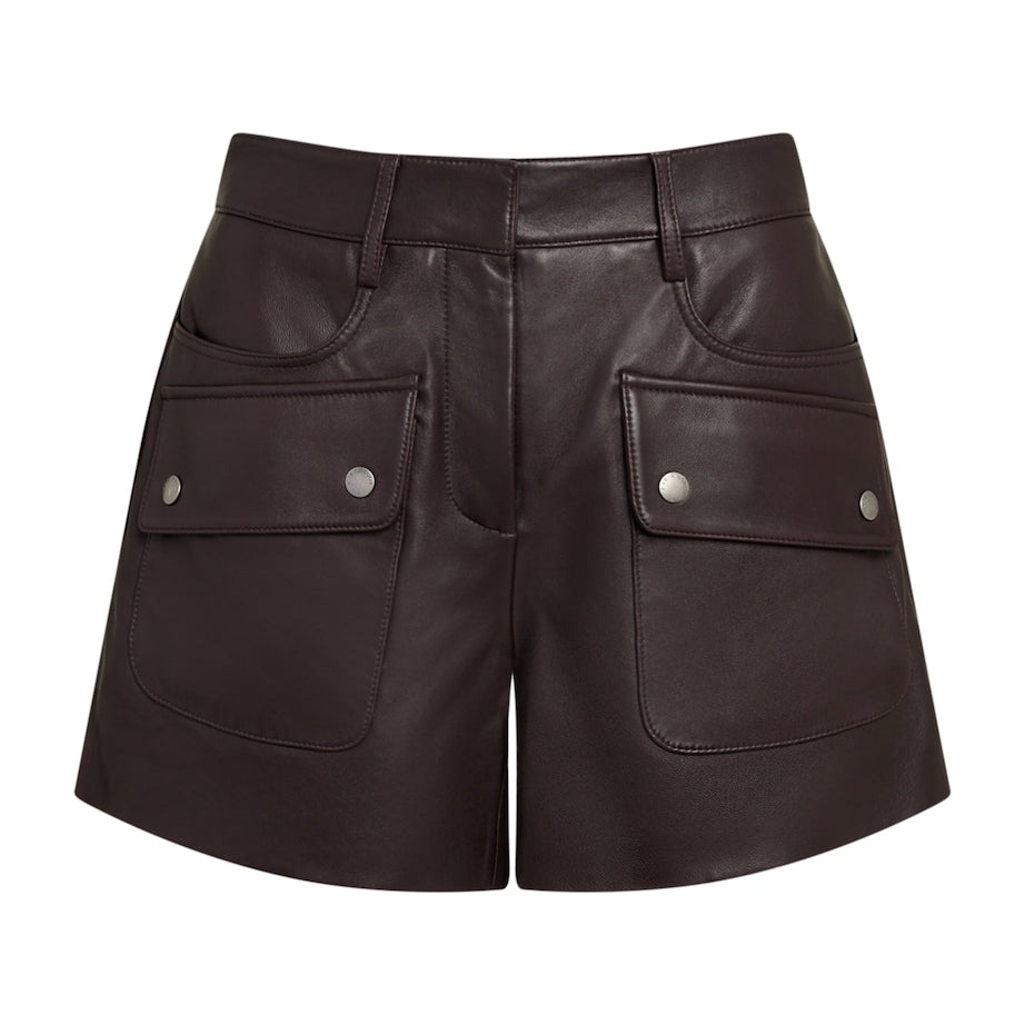 Brown Leather Aria Shorts