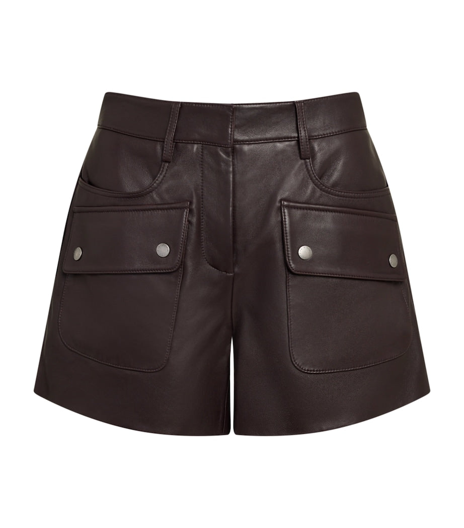 Brown Leather Aria Shorts