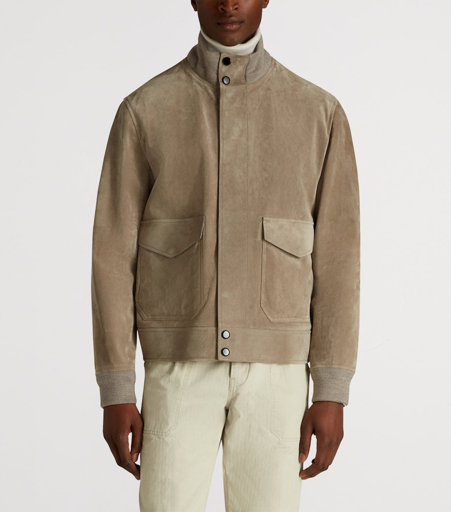 Dunhill Grey Suede Harrington Jacket