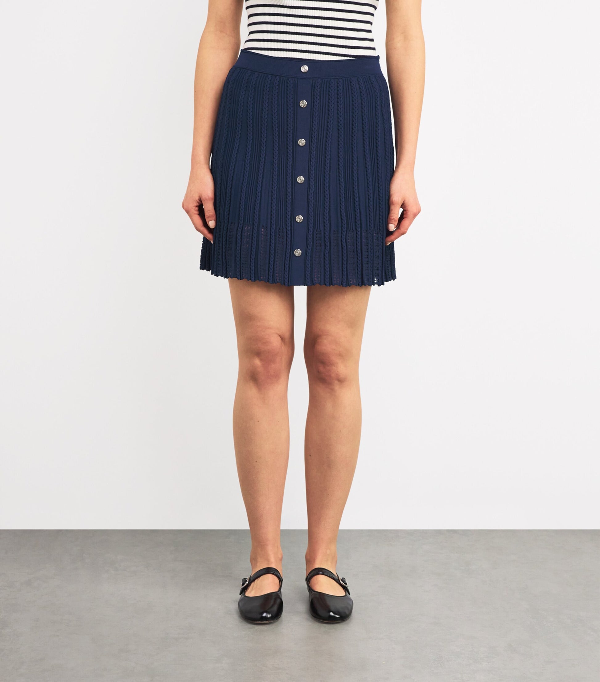 Blue Knitted Mini Skirt