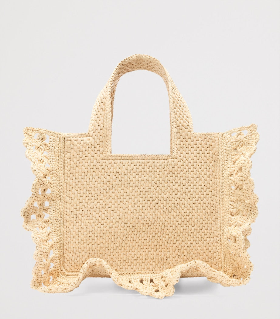 LOEWE Beige x Paula's Ibiza Raffia Font Tote Bag