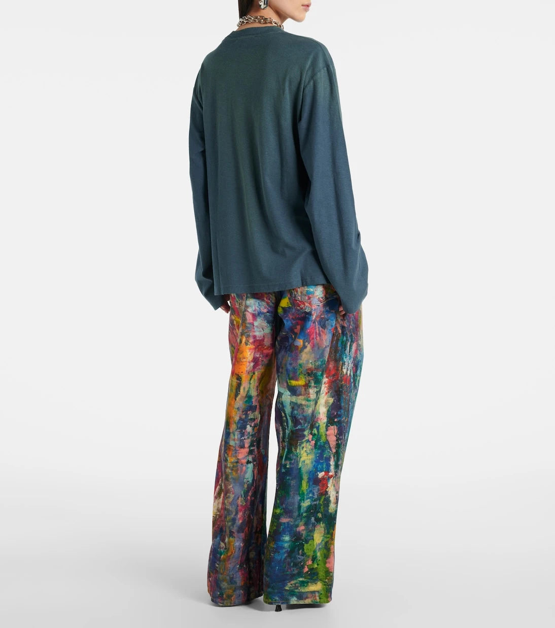 Acne Studios - تي شيرت من مزيج القطن المجعد وشعار العلامة