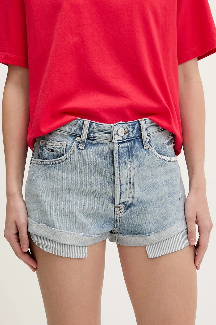 Tommy Jeans къс панталон дамски от деним