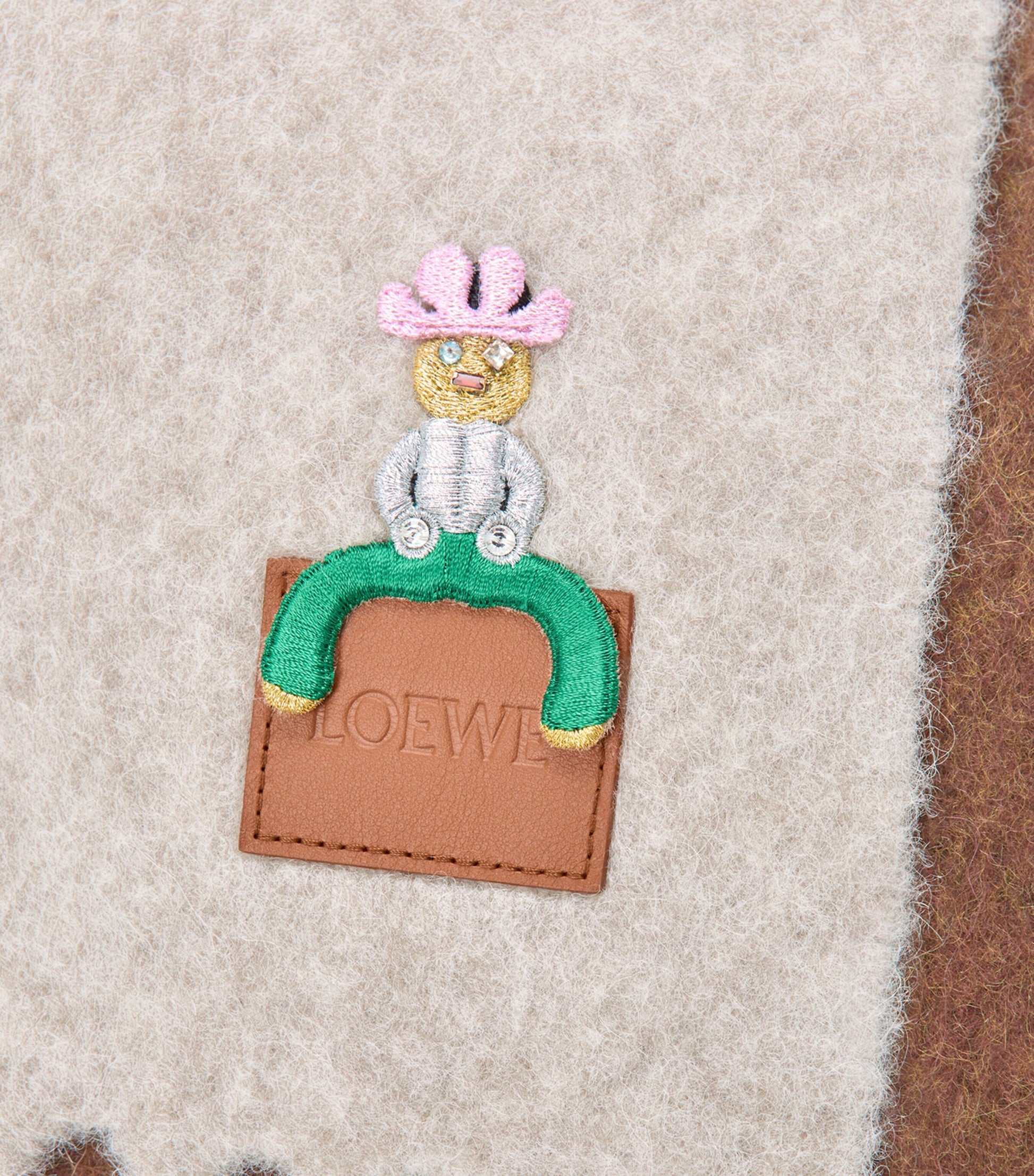 LOEWE Grey Alpaca-Blend Embroidered Scarf