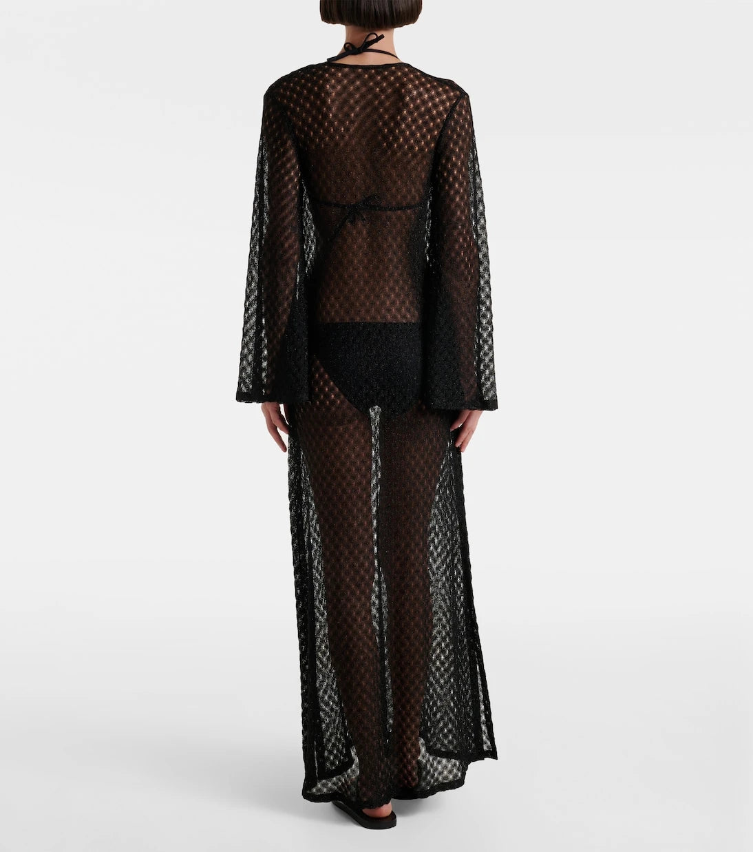 Missoni - Open-knit tie-neck lamé kaftan