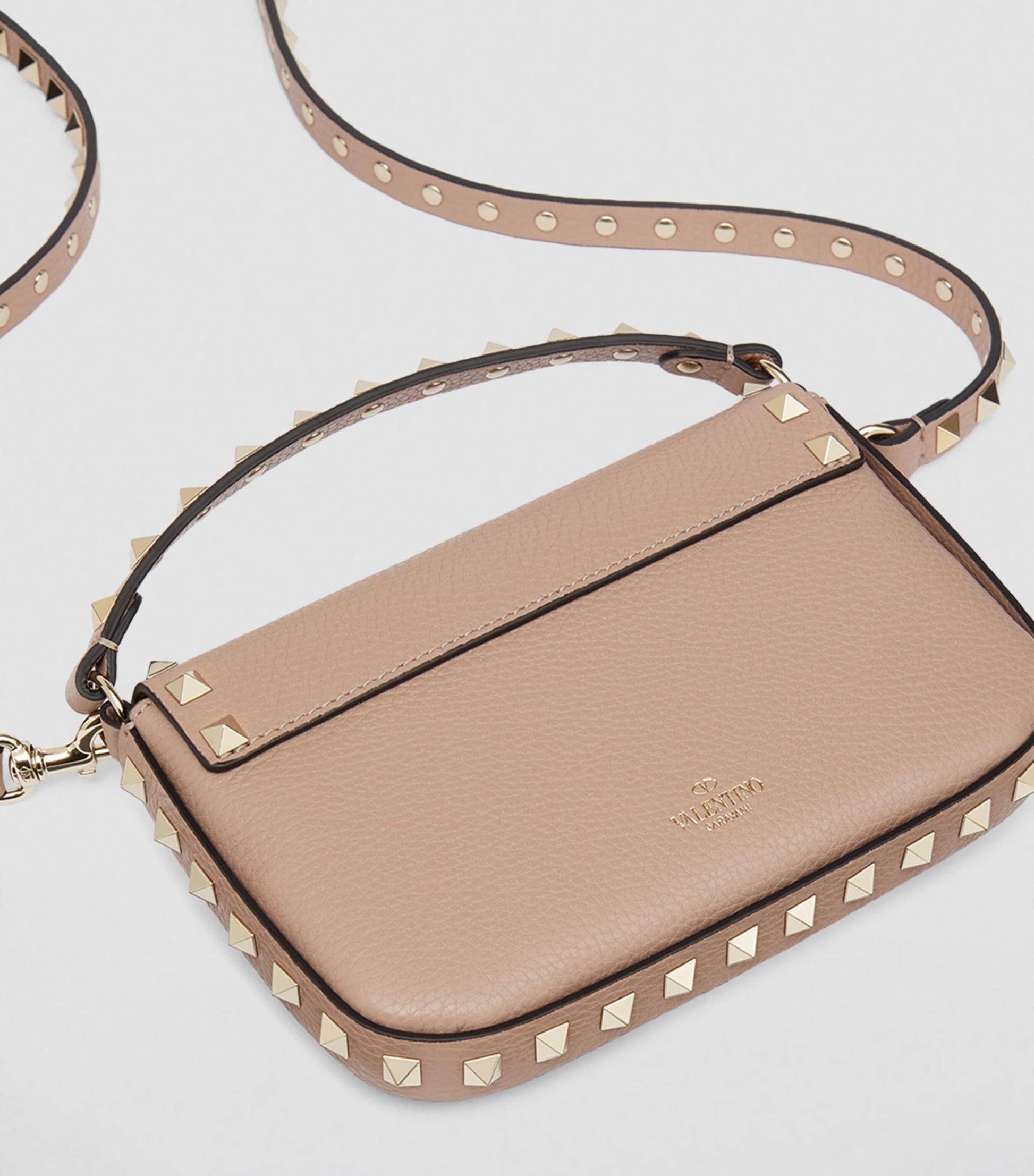 Valentino Garavani Nude Leather Rockstud Cross-Body Pouch