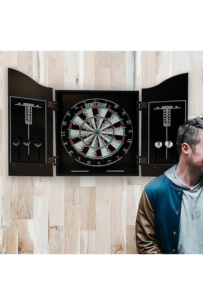 Reset Club Ahşap Dolaplı Dart Tablosu ve Okları 45 cm