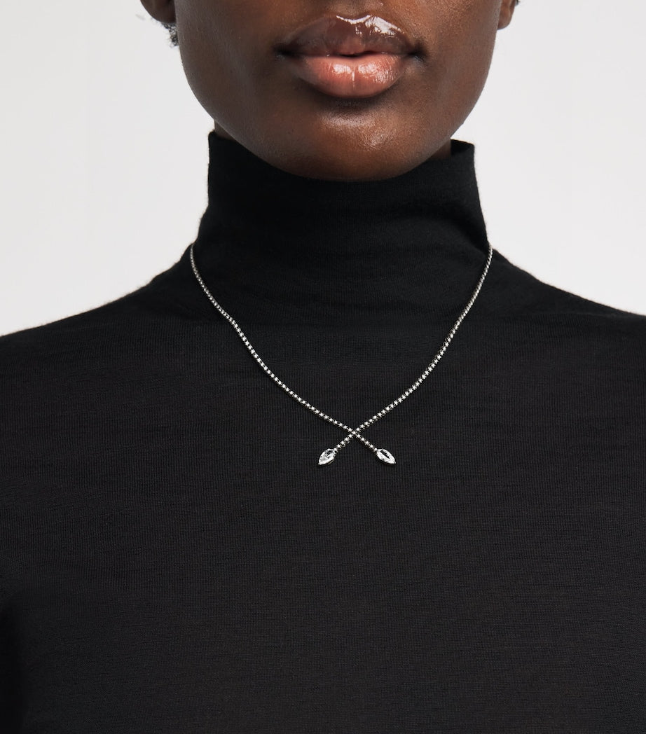 Eva Fehren Blackened White Gold and Diamond X Necklace