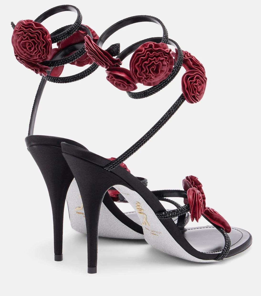 Rene Caovilla - Cleo floral-appliqué satin sandals