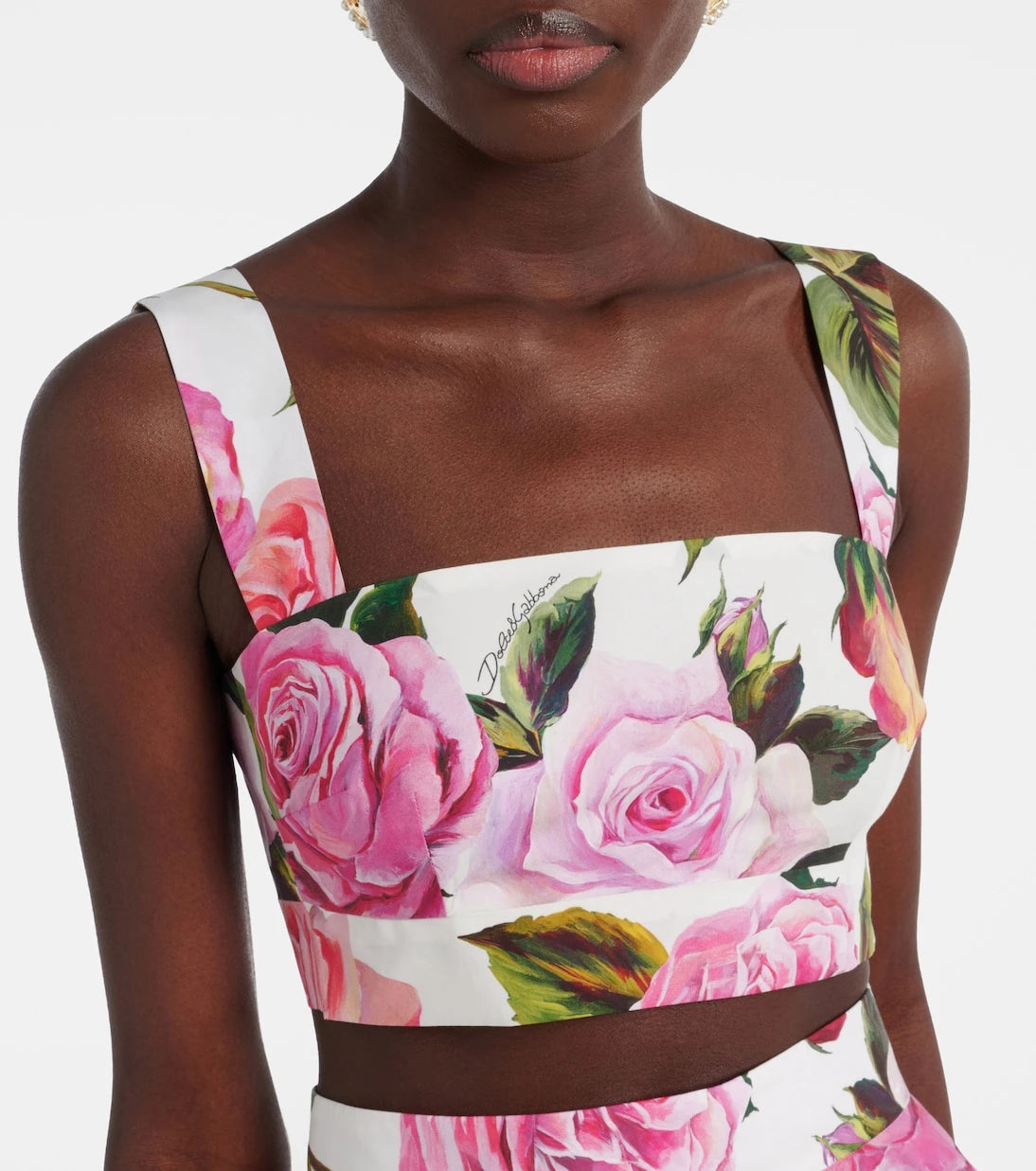 Dolce&Gabbana - Floral cotton poplin crop top