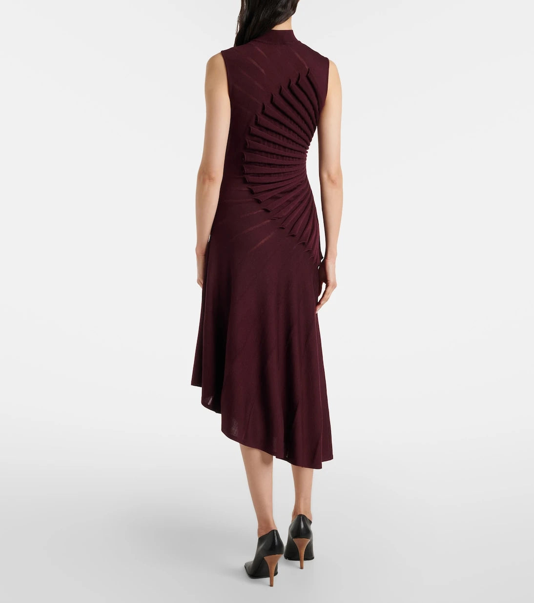 Alaïa - فستان ميدي صوفي مكسّر غير متماثل
