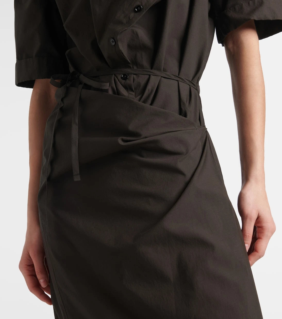 Lemaire - Draped cotton and silk shirt dress