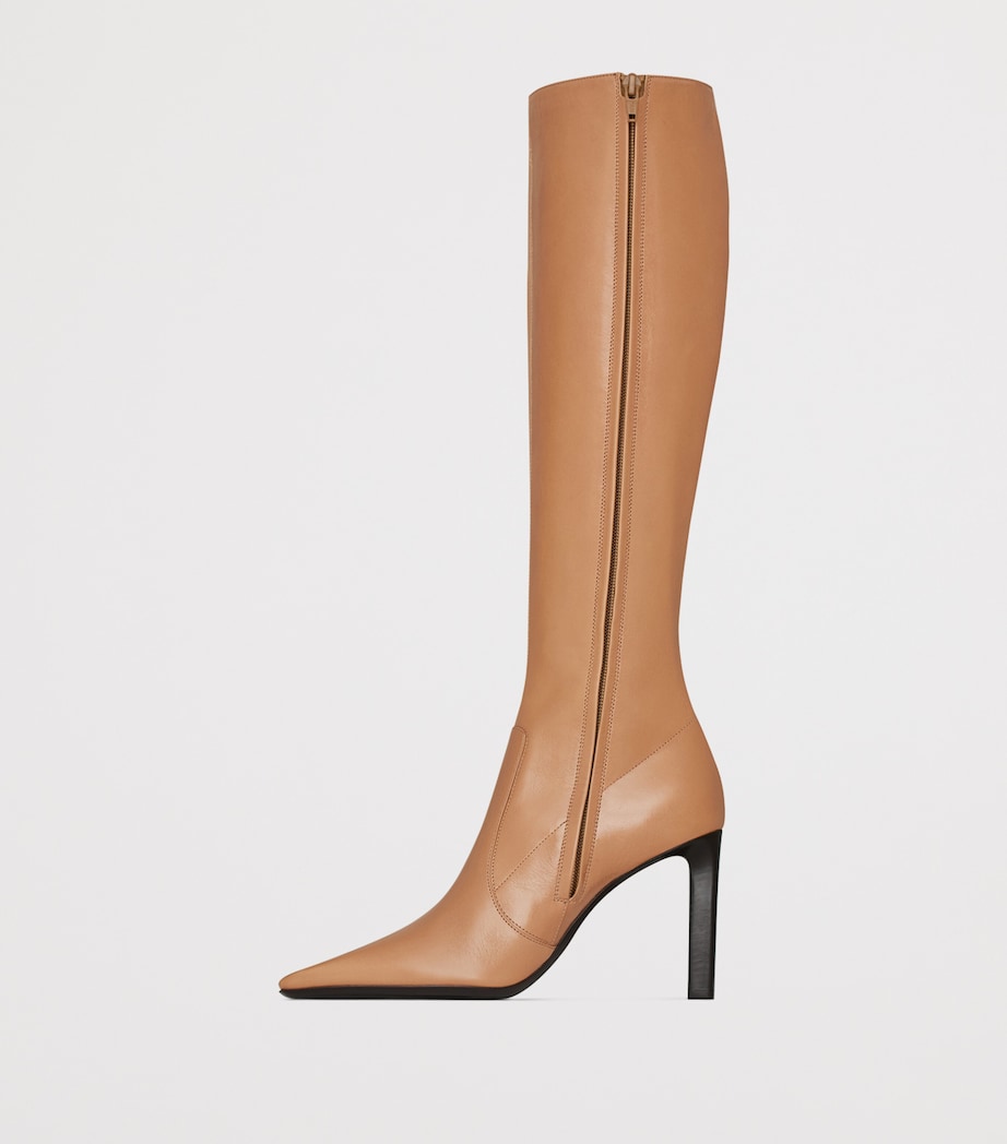 Saint Laurent Brown Lambskin Francoise Knee-High Boots 95