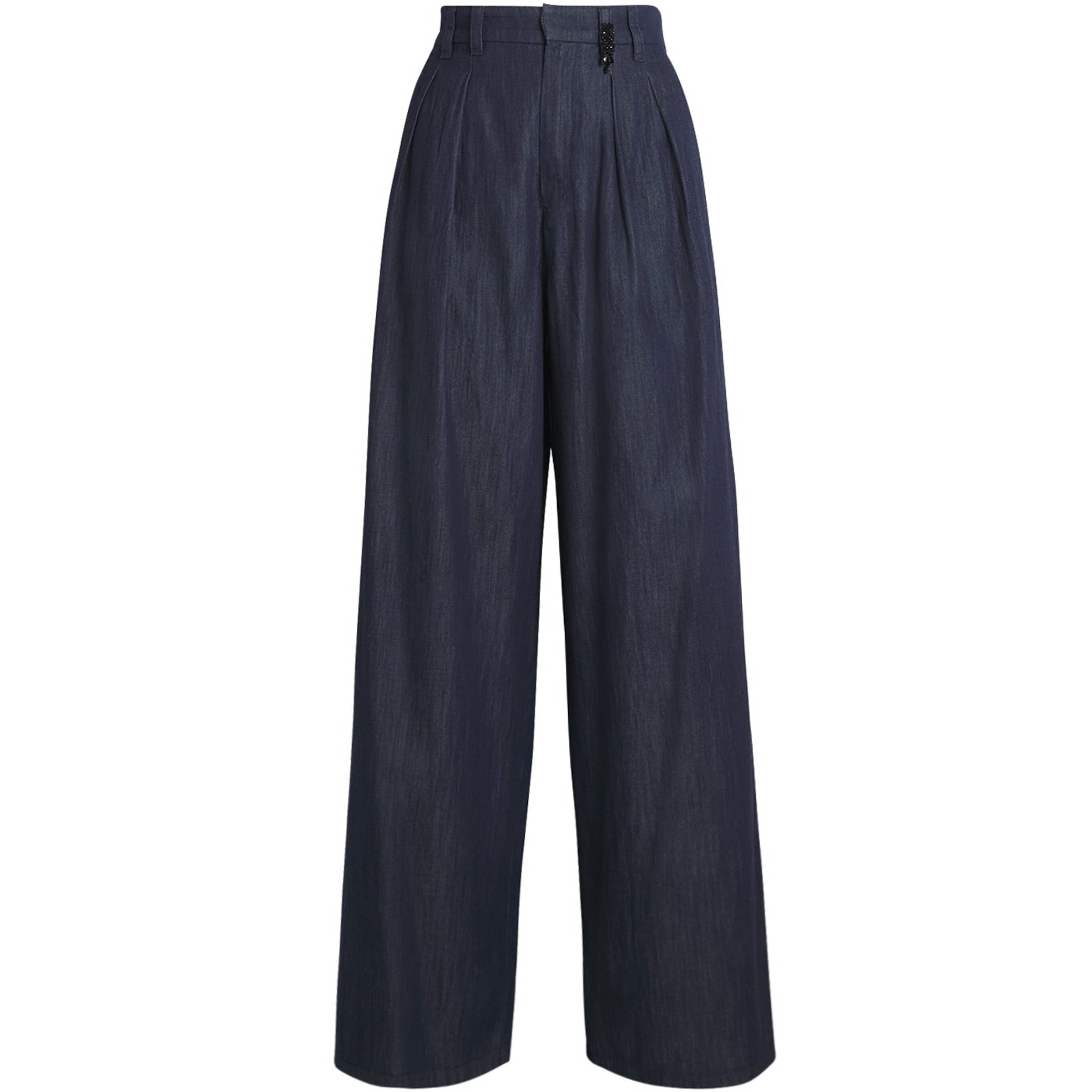 Max Mara Blue Denim Embellished Trousers