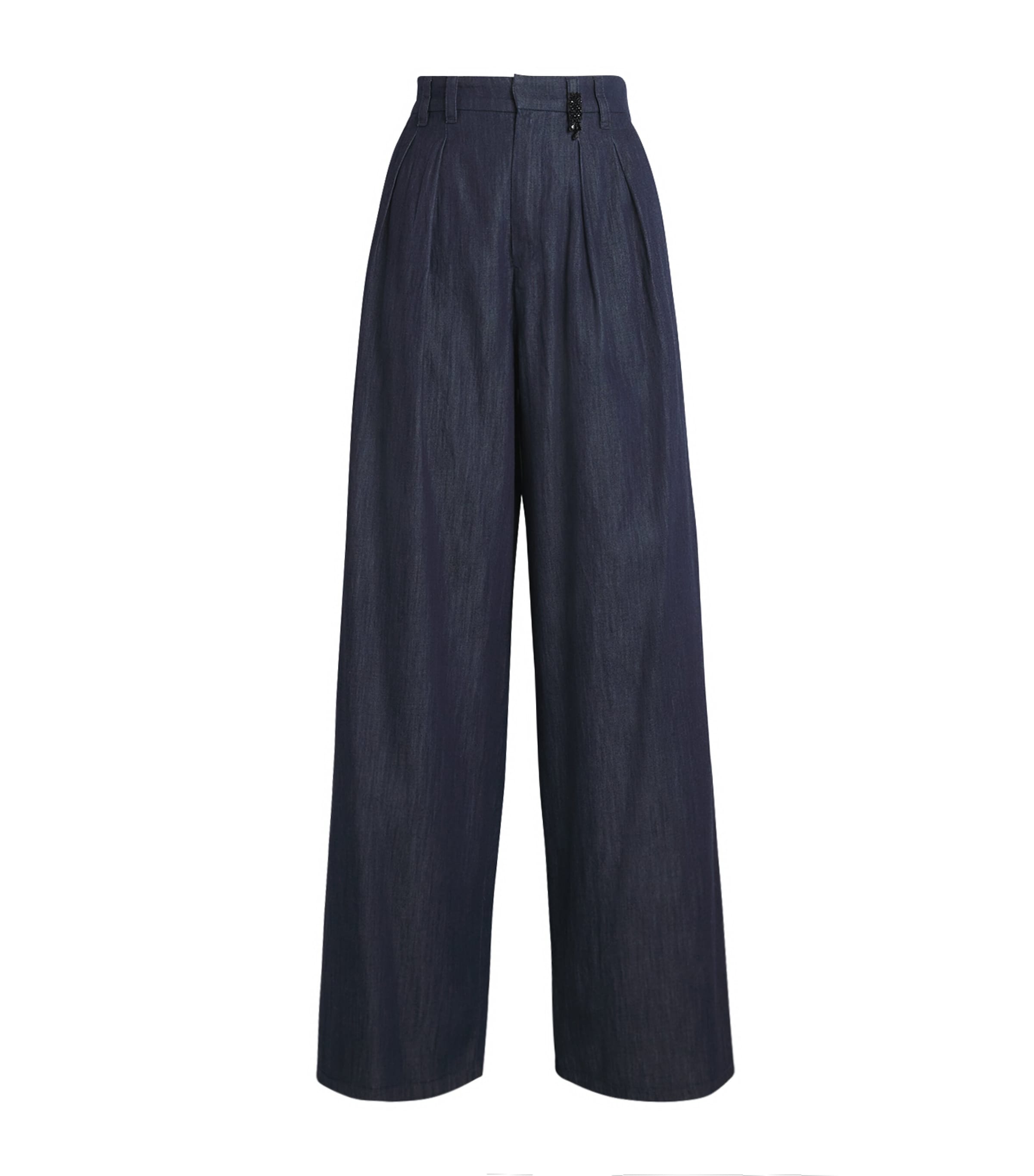 Max Mara Blue Denim Embellished Trousers
