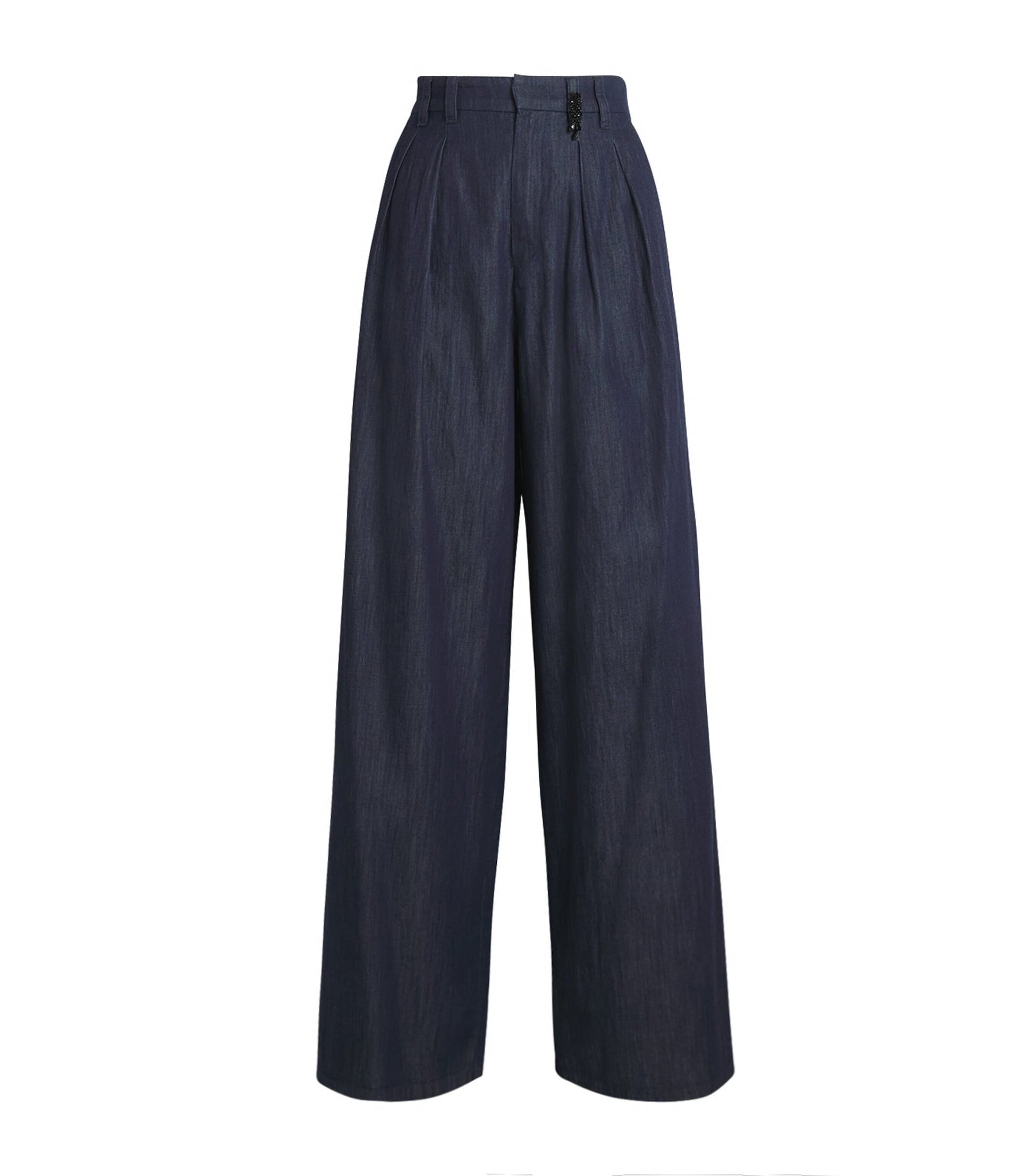 Max Mara Blue Denim Embellished Trousers