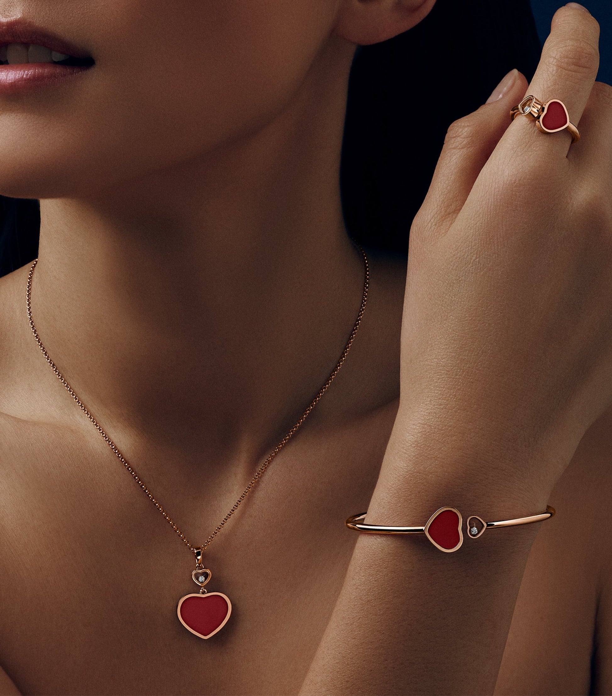 Rose Gold and Diamond Happy Hearts Ring