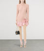 Valentino Pink Wool-Blend Floral Matelassé Mini Dress