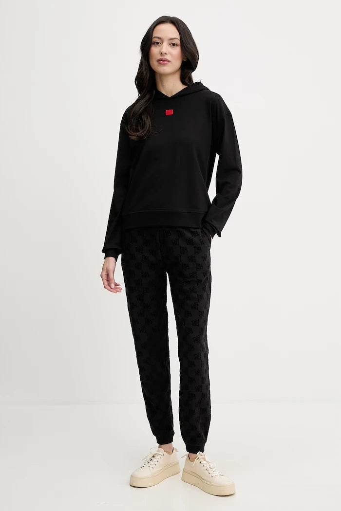 HUGO kadın kapüşonlu pamuklu sweatshirt SIGNATURE_HOODIE