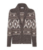 Brown Alpaca-Virgin Wool-Cashmere Jacquard Cardigan