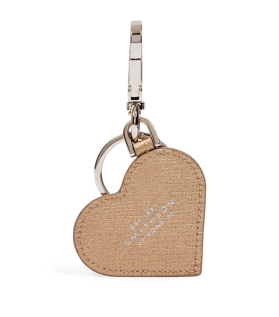 Metallic Panama Leather Heart Keyring