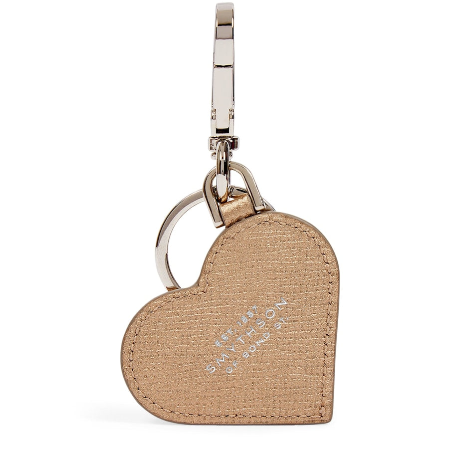 Metallic Panama Leather Heart Keyring