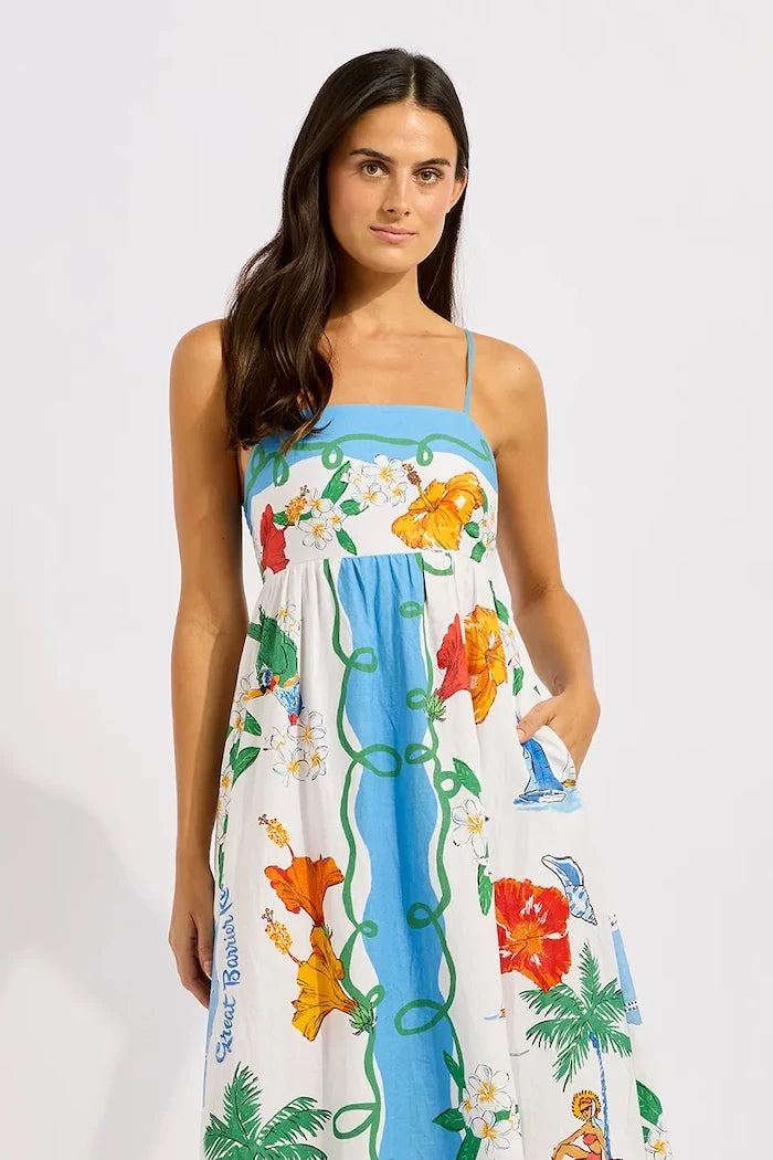 Seafolly лятна рокля с лен Maxi