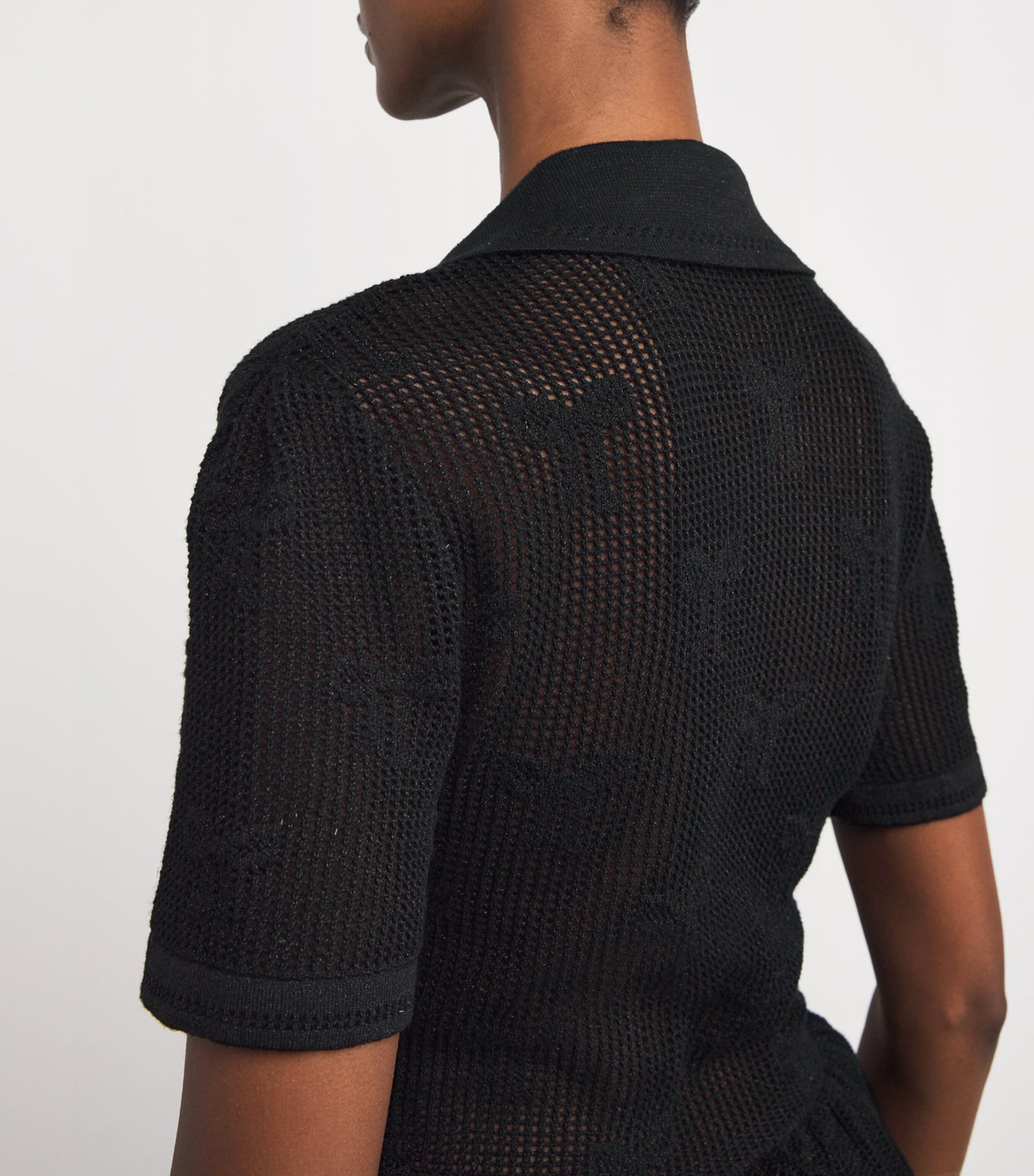 Self-Portrait Black Crochet Peplum Midi Dress