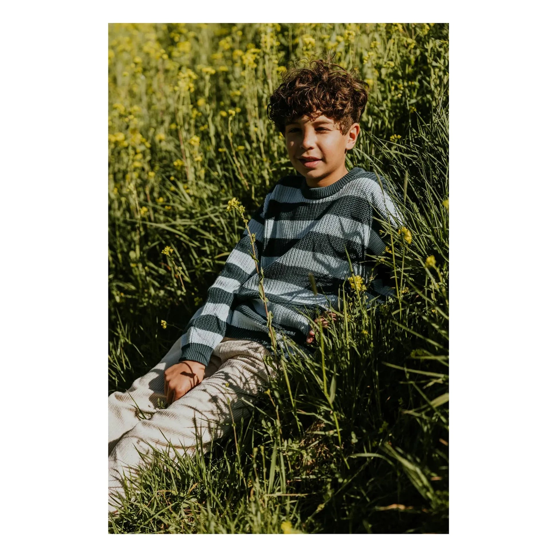 Yuki - Stripes Organic Cotton Sweater | Peacock blue