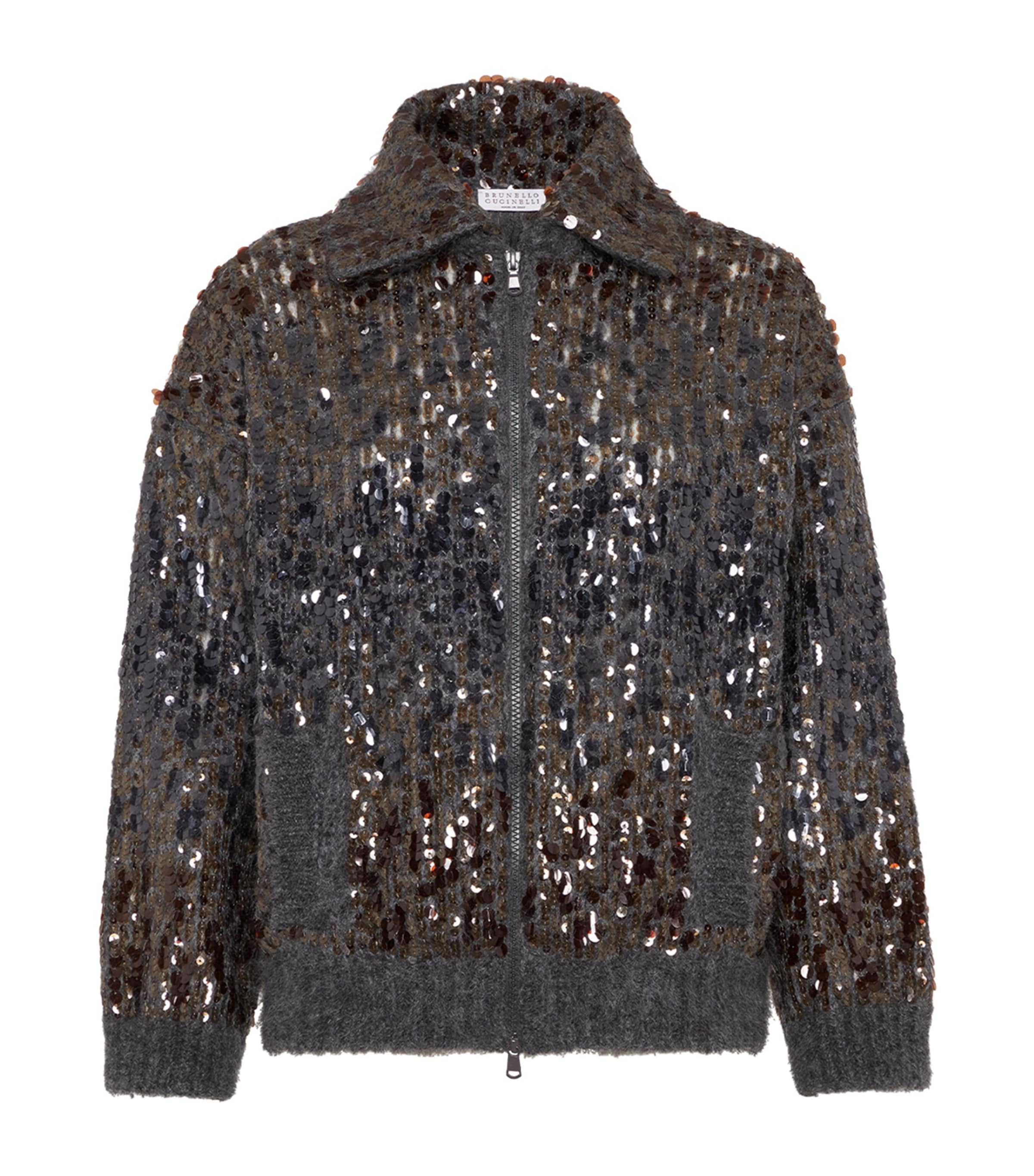 Mohair-Blend Sequin-Embellished Cardigan C9144