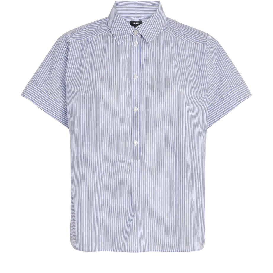 Blue Cotton Voile Stripe Blouse