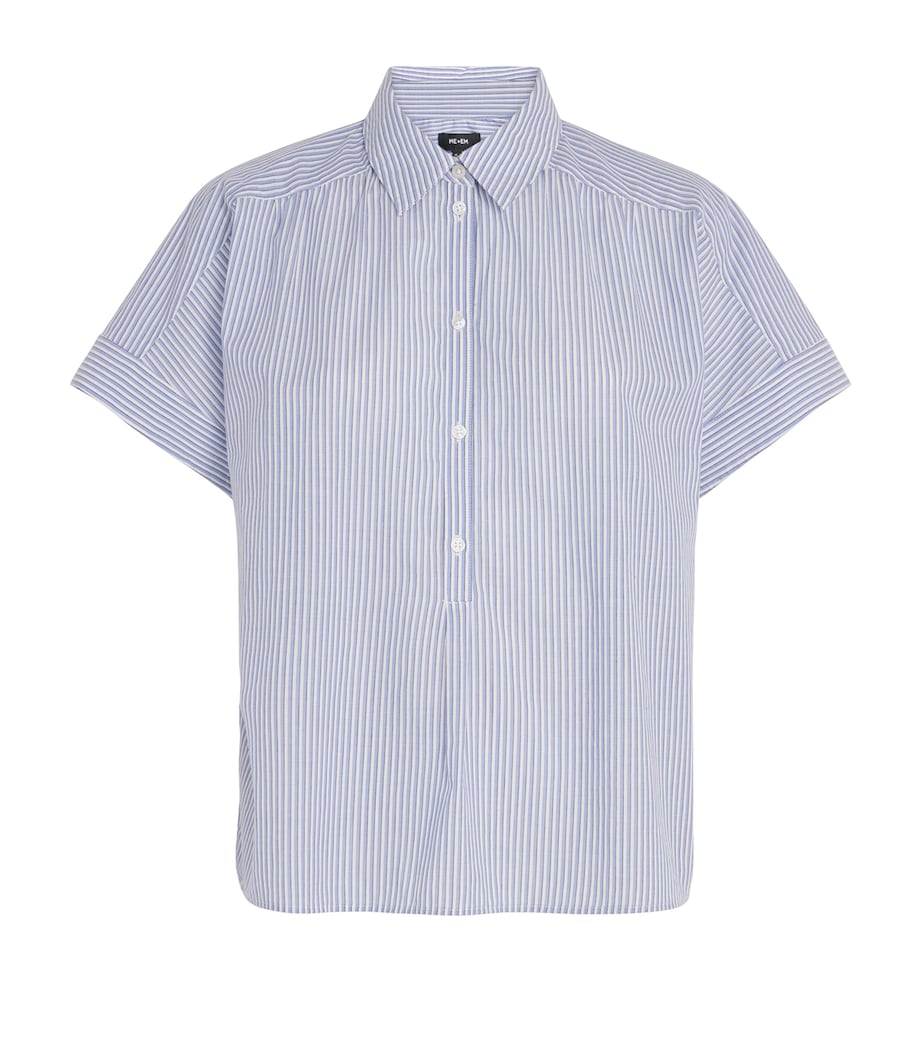 Blue Cotton Voile Stripe Blouse