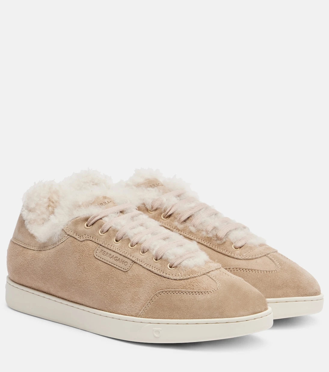 Ferragamo - Shearling-lined suede sneakers