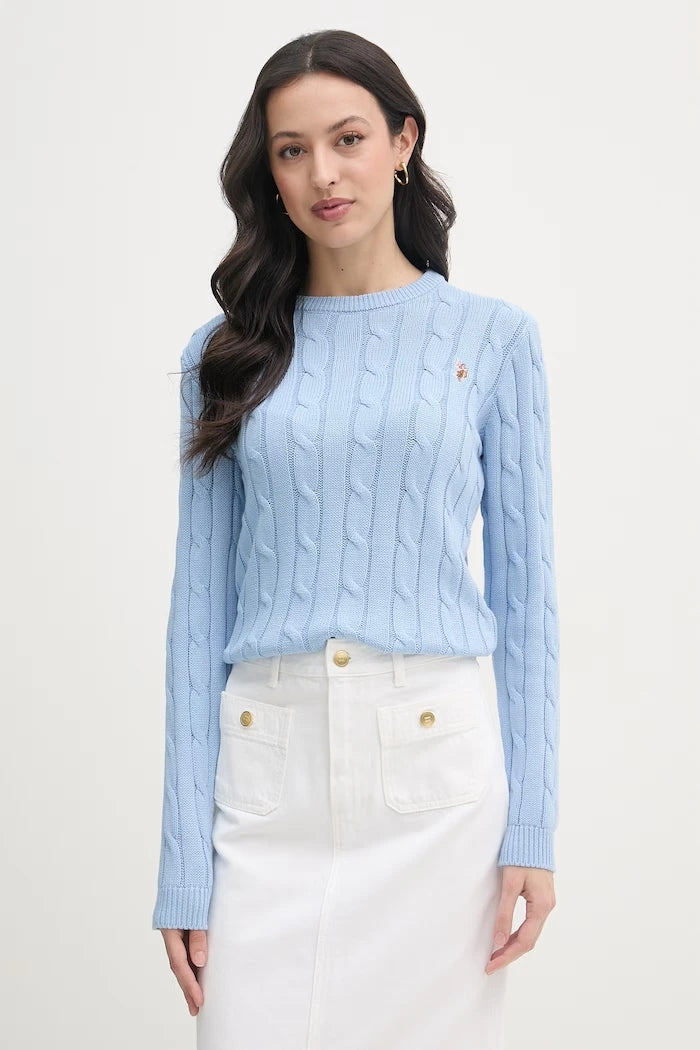 U.S. Polo Assn. Kadın Pamuklu Kazak CREW NECK CABLE