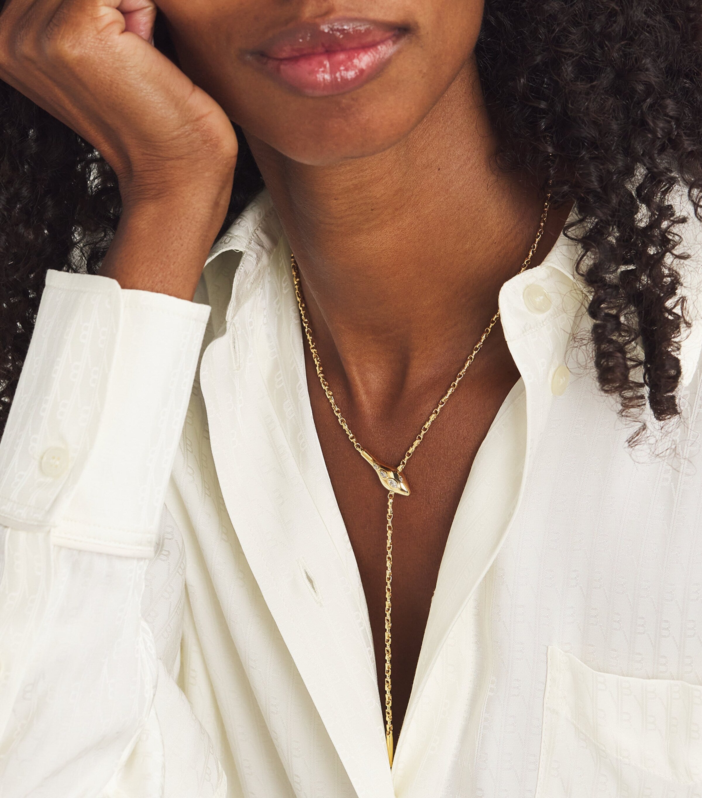 Yellow Gold and Diamond Snake Necklace