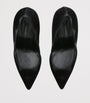 Casadei Black Lace-Leather Blade Pumps 100