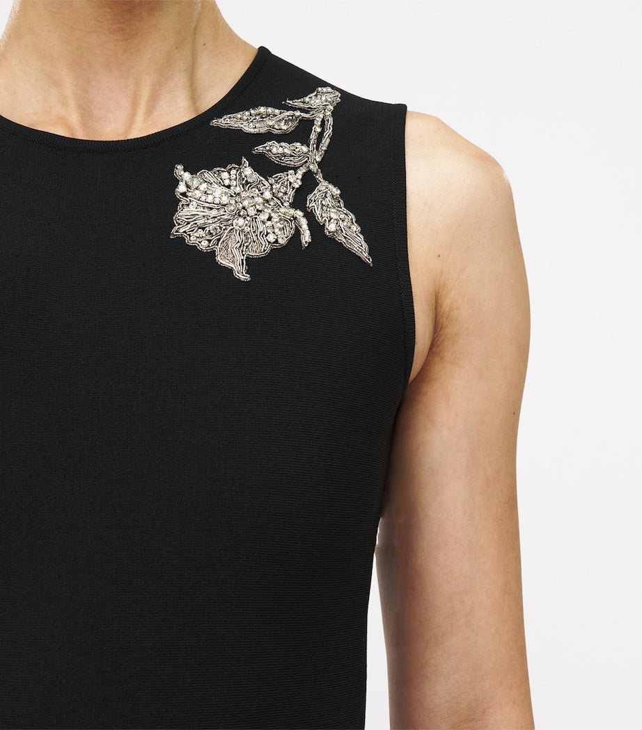 McQueen Black Embroidered Banshee Midi Dress