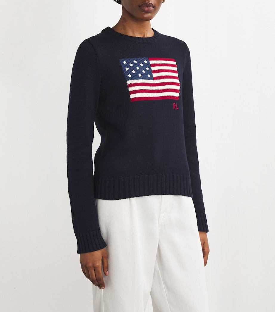 Polo Ralph Lauren Navy Cotton American Flag Sweater