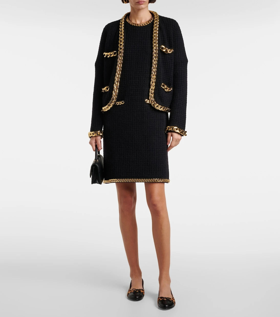 Tory Burch - Chain-detail waffle-knit minidress