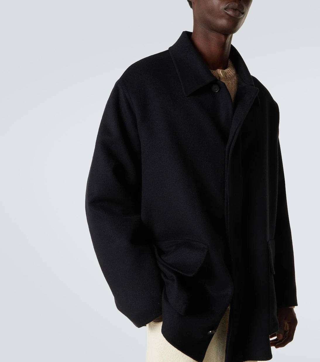 Auralee - Leather-trimmed cashmere blouson jacket